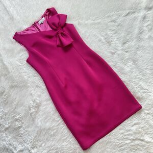 Rickie Freeman Teri Jon Pink Sheath Dress Size 12 Asymmetric Bow Neckline Formal